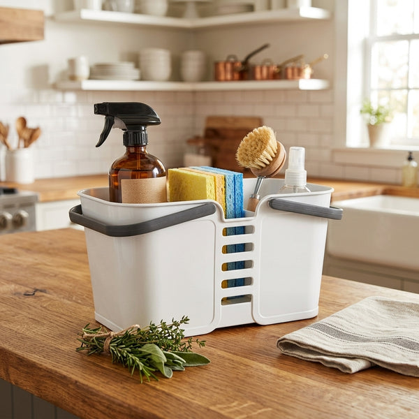 Under-Sink Cleaning Caddy - Portable Storage Tote with Handle