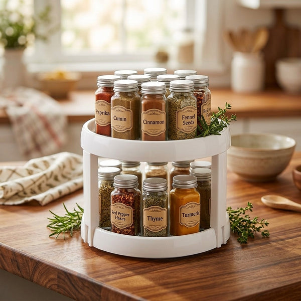 Pantry Lazy Susan - 2-Tier Rotating Turntable Organizer