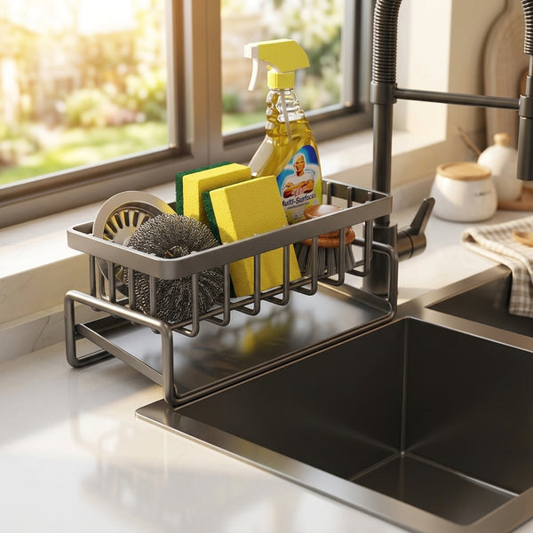Over-Sink Caddy Organizer - Sponge, Brush & Dish Soap Holder Rack
