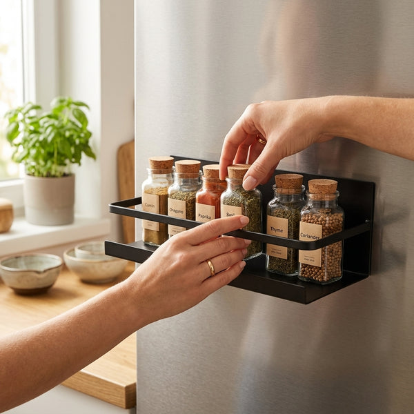 Magnetic Spice Rack Organizer - Multi-Tier Fridge & Cabinet Shelves