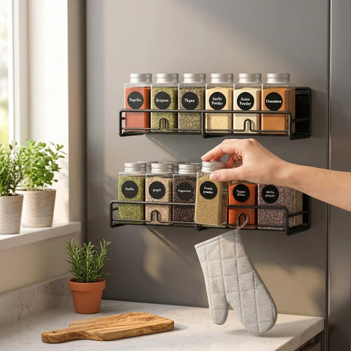 Magnetic Spice Rack - 2-Pack Fridge & Wall Organizer