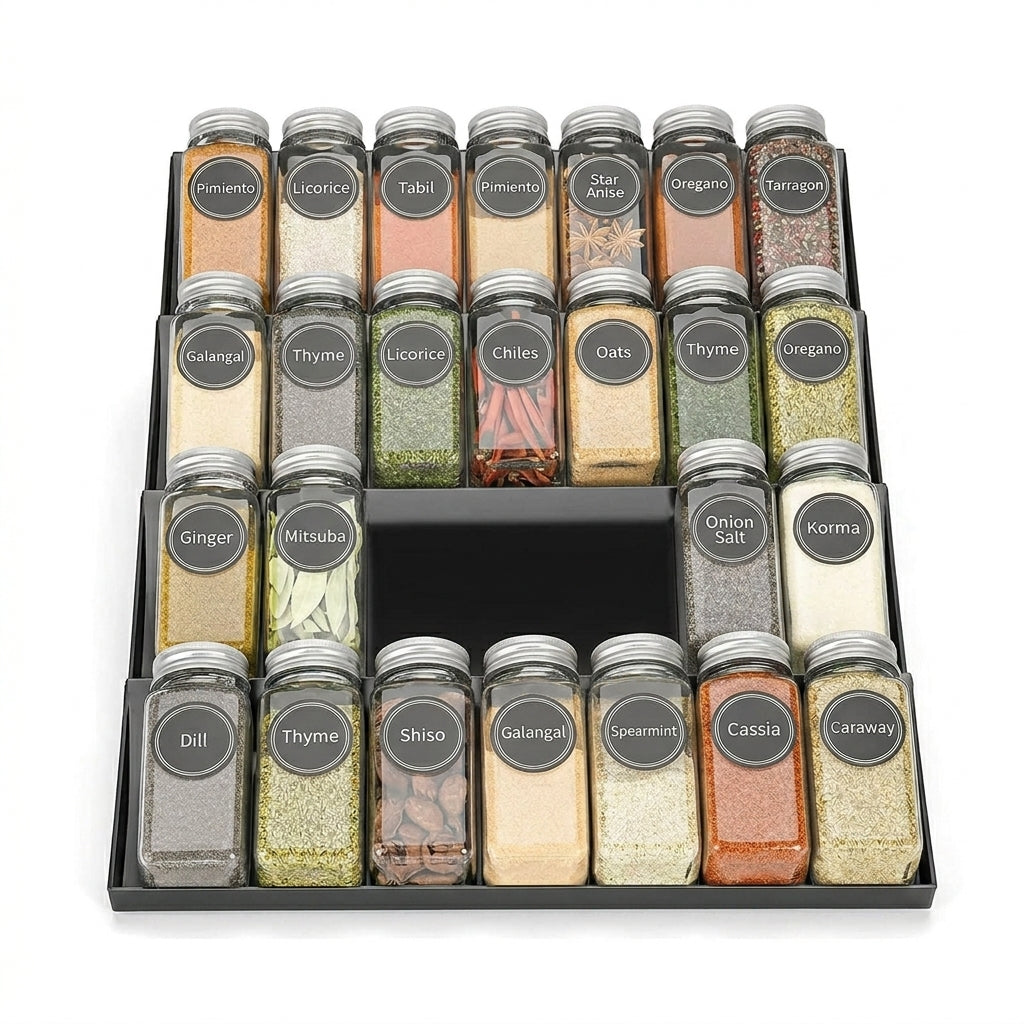 Spice Drawer Organizer - 4-Tier Adjustable In-Drawer Tray